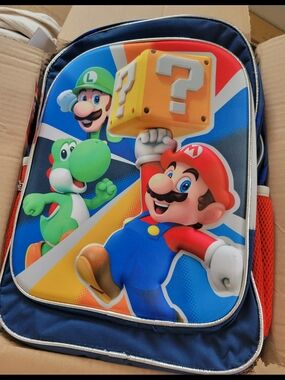 17" Nintendo Super Mario Backpack with Red, Blue and Green Characters